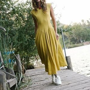 NWT Free People Roy Drop Waist Sundress/Dried Palm/ Small